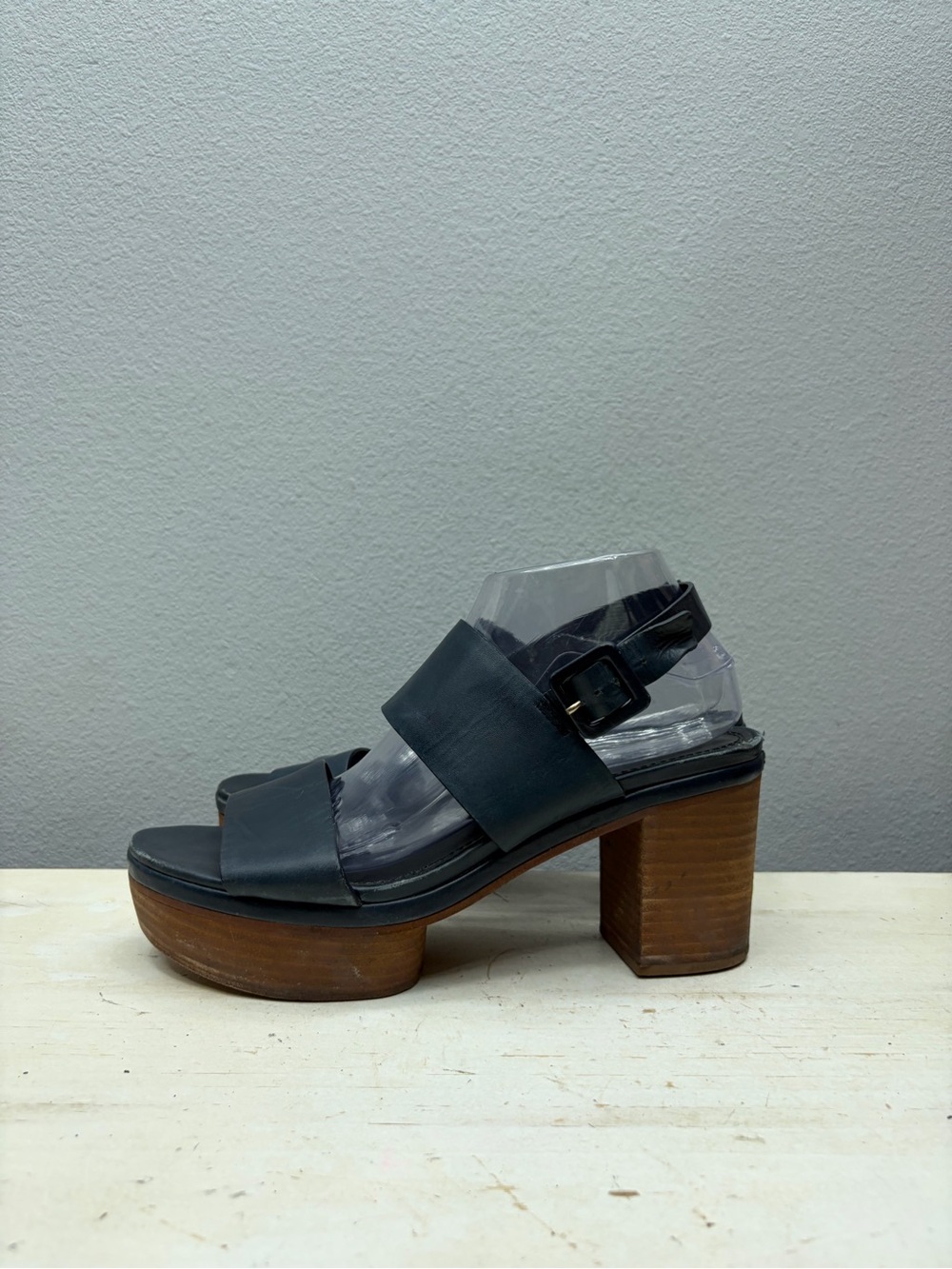 Tory Burch Blue Leather Solana Platform Sandals Size 10